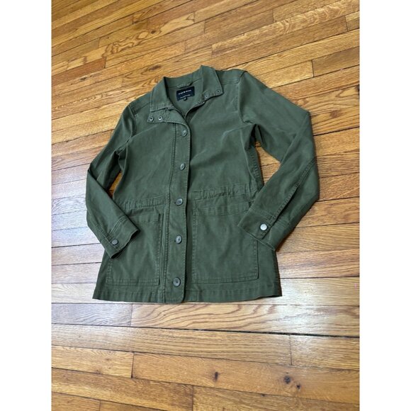 Lucky Brand Womens Utility Jacket Sz Small Army Green Zip Button Stretch Cotton - Picture 2 of 6